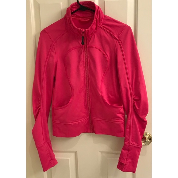 lululemon athletica Jackets & Blazers - Lululemon Hot Pink Ruched Sleeve Jacket 4/6
